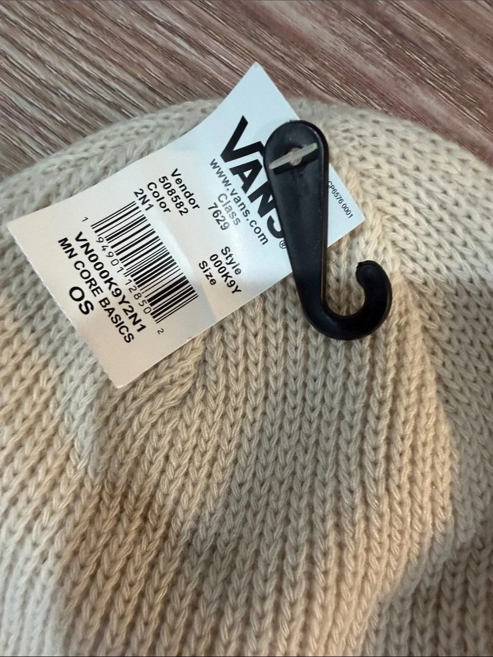 Vans Cream Ribbed Knit Beanie - Men's Soft Winter Hat